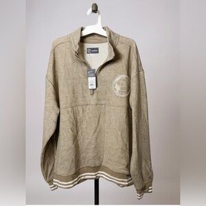 Original Use Tan Zip Up Sweater with Mock Neck